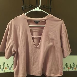 Cropped deep v t-shirt